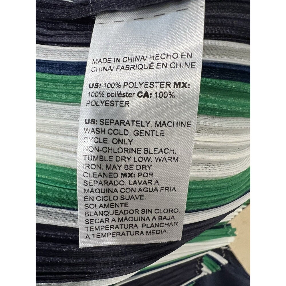 Chico's Travelers 3 XL 16-18 Green & Blue Striped Open Front Pleated Long Jacket - Picture 8 of 9
